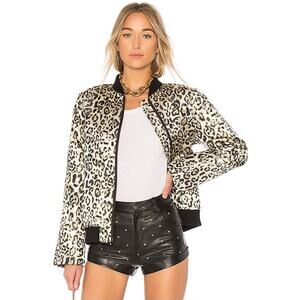LPA Revolve Metallic Leopard Bomber Jacket Size Small